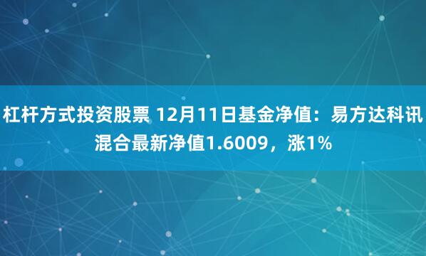 杠杆方式投资股票 12月11日基金净值：易方达科讯混合最新净值1.6009，涨1%