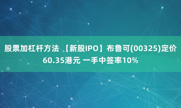 股票加杠杆方法 【新股IPO】布鲁可(00325)定价60.35港元 一手中签率10%