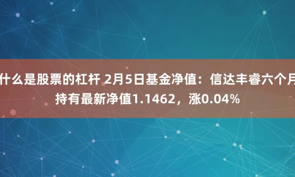 什么是股票的杠杆 2月5日基金净值：信达丰睿六个月持有最新净值1.1462，涨0.04%