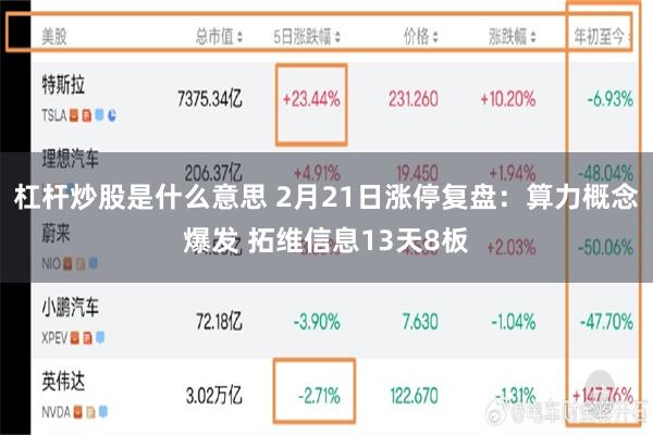 杠杆炒股是什么意思 2月21日涨停复盘：算力概念爆发 拓维信息13天8板